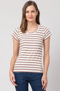 Women's Cotton Lycra Stripe T-Shirt
