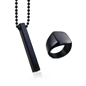 Saizen black vertical bar pendant with ring for boys and mens
