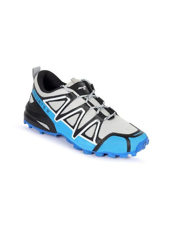 W18 Grey&Blue trekking & hiking trail running shoes for men