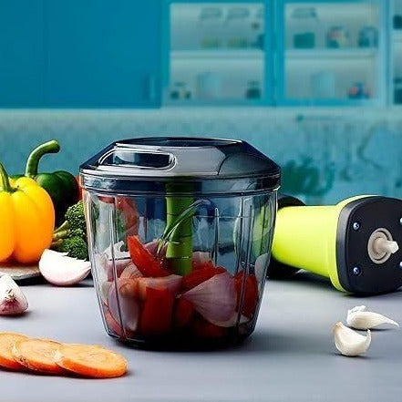Food Chopper , Steel Large Manual Hand-Press Vegetable Chopper Mixer Cutter to Cut