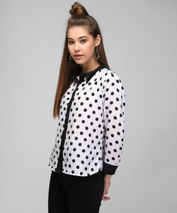 Women's Cotton Blended Polka Dot Shirt