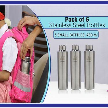 Pack of 6 Stainless Steel Water Bottles