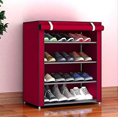 Shoe Rack Stand- 4 Layer Steel Tube And Plastic Dustproof & Damp-proof Portable Collapsible Shoe Rack Stand(6 Shelves)