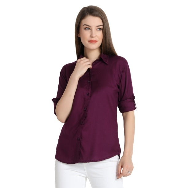 Women's Rayon Solid Formal Shirt