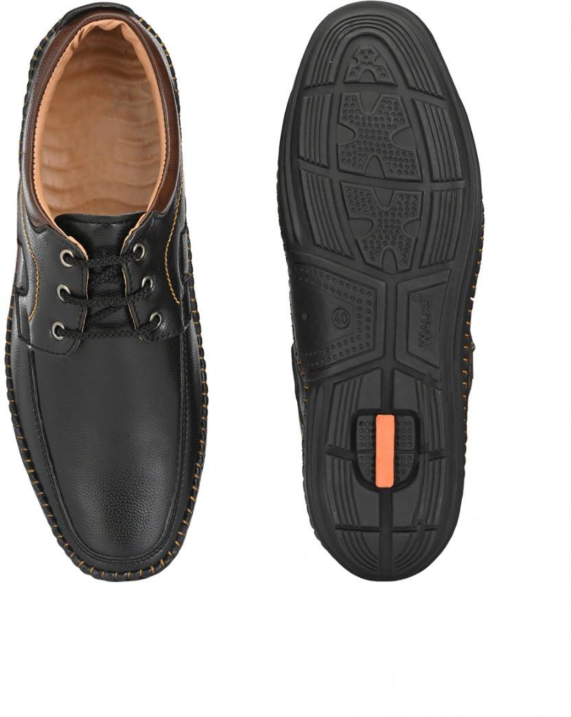 Men's Faux Leather Lace Up Casual Black Shoes