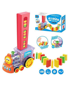 Domino Train Toy Set 60 Pcs , Domino Rally Train Model with Lights and Sounds Construction and Stacking Toys