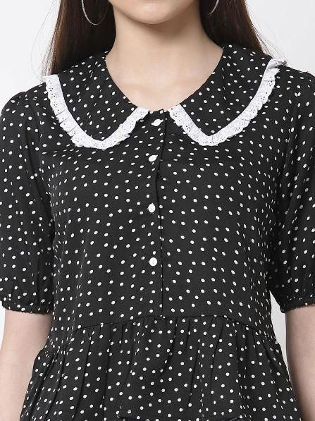 Style Quotient Women Black Polka Dots Shirts