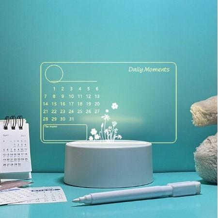 Acrylic Night Light Message Writing Board Notepad with Marker Pen Home Bedroom Creative Memo Writing Plate Table Lamp for Kids