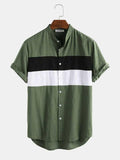 Rayon Color Block Half Sleeves Slim Fit Casual Shirt
