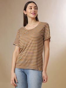 Campus Sutra Women's Cotton Narrow Stripes T-Shirts
