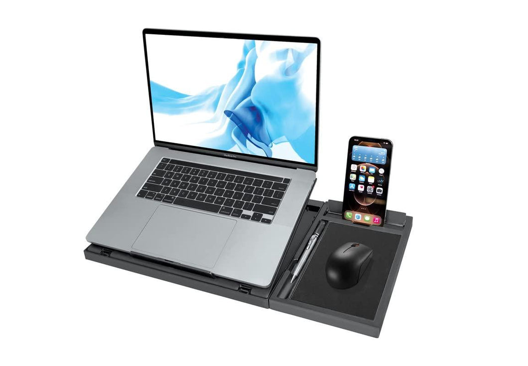 Latest & trending Adjustable Multi-Angle Laptop stand with Detachable mouse pad - inbuilt Mobile stand & Pen Slot - Ergonomically designed for Light weight & Portable -Black