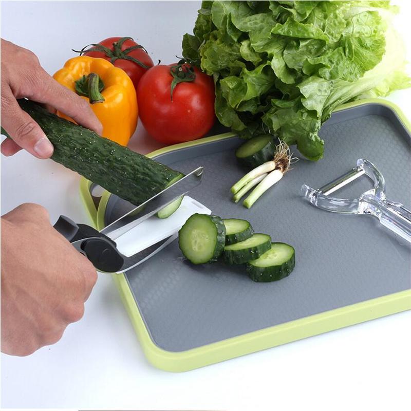 2-in-1 Clever Cutter Knife & Cutting Board Scissors Smart Tool As Seen On TV