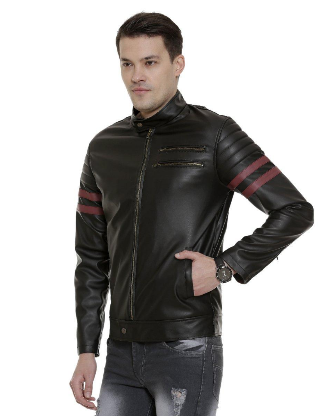 BLACK LEATHER JACKET FOR MEN