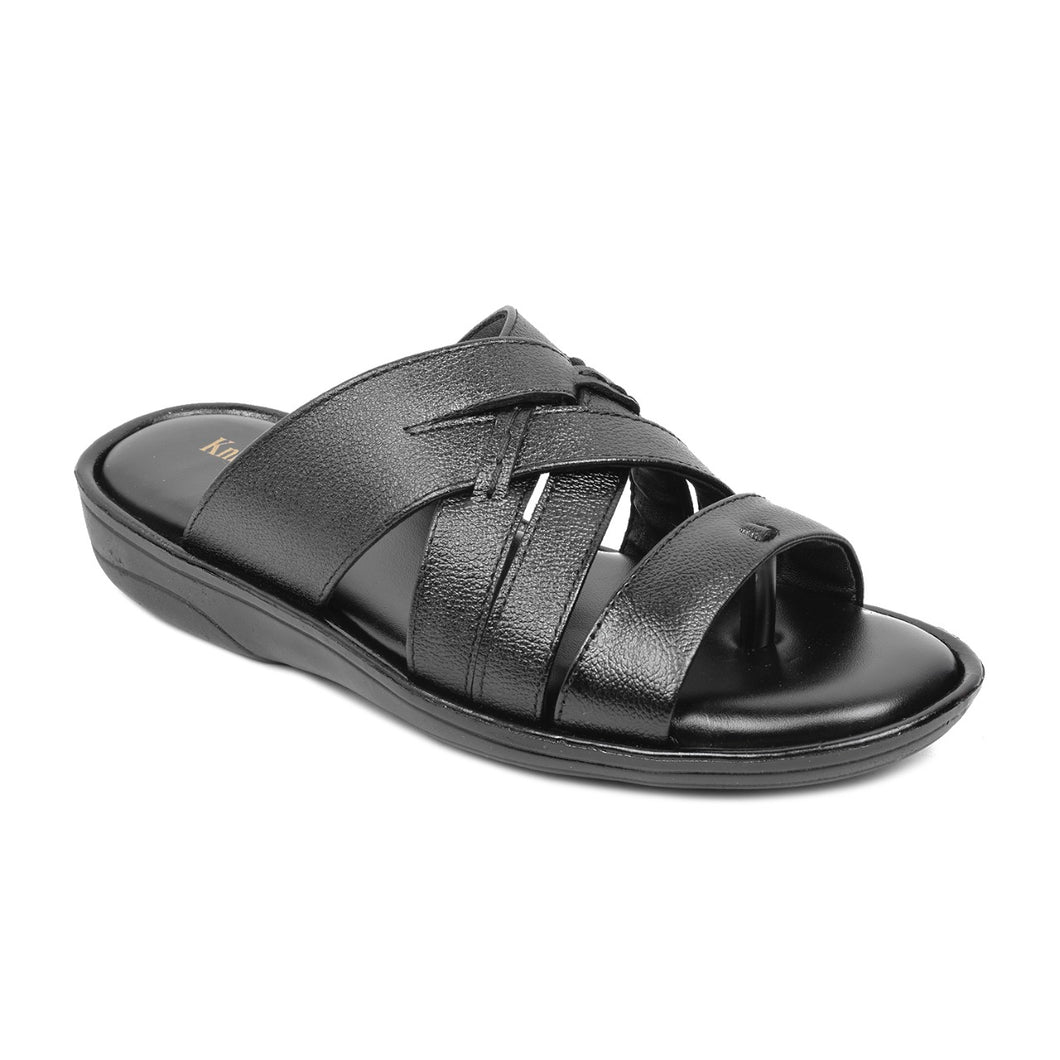 Black Casual Leather Sandal